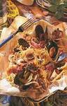  spaghettini confrutti di mare al cartoccio спагетти с морепродуктами